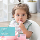Bumkins Baby Utensils Set, Chewtensils Silicone Spoons for Dipping, Self-Feeding, Baby Led Weaning, Trainer Learning, First Stage Eating, Soft Practice Fork and Spoon, Babies 6 Months, Pink by TinyTreasures Baby Boutique