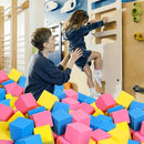 Foam Pit Cubes - 36 PCS 5 Inches Gymnastics Foam Blocks Trampoline Blocks, Multi-Sport Protective Padding for Gymnastics, Trampoline, Parkour, Skate Parks & BMX- Pink & Yellow & Dark Blue by TinyTreasures Baby Boutique