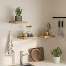 Square Floating Shelves for Wall, 12" W x 12" D x 1.2" H, Small Wooden Wall Mounted Display Shelves with Invisible Brackets for Living Room, Bedroom, Bathroom, Kitchen Decor, Set of 3, Oak by CozyNest Decor
