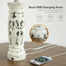 BOBOMOMO 27.25” Farmhouse Table Lamps Set of 2 – Antique White Bedside Lamps with Night Light & USB A+C Ports, Vintage Lamps for Bedroom, Living Room, Entryway, Console Table (Bulbs Included) by CozyNest Decor