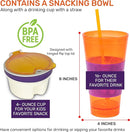2 in 1 Snack Drink Cup Kids Spill Proof Tumbler Plastic Straw Lid Locks 16 Oz by TinyTreasures Baby Boutique