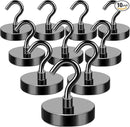 MIKEDE Black Magnetic Hooks Heavy Duty, 150LB+ Strong Neodymium Magnets for Refrigerator, Magnetic Hooks with Epoxy Coating for Hanging, Magnets with Hooks for Cruise, Home, Workplace - 10 Pack by CozyNest Decor