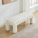 43.3" Bedroom Bench, Upholstered Entryway Bench, Modern End of Bed Ottoman with Solid Wood Legs and Adjustable Foot Pegs for Entryway, Dining Room and Living Room (White Teddy) by CozyNest Decor