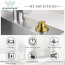SinkTop Air Switch Kit with Brass Gold Long Button (Full Brass) for Garbage Disposal by CozyNest Decor