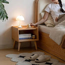 Bedside Table - 100% Solid Oak Wood Nightstand - Small Nightstand with Open Design - Small Side End Table for Bedroom Living Room, Easy Assembly (Natural Color) by CozyNest Decor