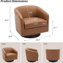 Swivel Barrel Accent Chair, Modern Round Faux Leather Arm Chair for Living Room, Bedroom, Comfy Club Reading Chairs for Adults(Faux Leather, Brown, Set of 4) by CozyNest Decor