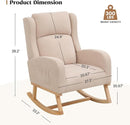 Rocking Chair Nursery, Nursing Rocking Chairs for Mom Nursery, Comfy Wingback Glider Rocking Armchair with Side Pocket for Nursery Living Room Bedroom, Khak by TinyTreasures Baby Boutique