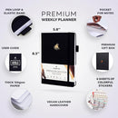 Clever Fox Planner Premium Edition – Undated Luxurious Weekly & Monthly Planner to Increase Productivity and Hit Your Goals – Organizer – Start Anytime, A5, Lasts 1 Year, Black (Weekly) by TinyTreasures Baby Boutique