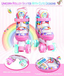 4-Pejiijar Rainbow Unicorn Kids Roller Skates for Girls Toddler Ages 2-4 5-8 8-12,Adjustable Roller Shoes with Luminous Wheels for Birthday Xmas Gifts by TinyTreasures Baby Boutique