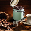 ShanSon Coffee Canister Airtight Coffee Container Stainless Steel Coffee Bean Storage Container with CO2 Release Valve and Scoop Coffee Canister for Beans,Grounds,Sugar,Flour,Tea,Cereal,16OZ,Green by CozyNest Decor