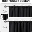 XWZO Blackout Curtains for Bedroom 63 inch Length Room Darkening Thermal Insulated Rod Pocket Curtains for Living Room with Tiebacks,Black,W42 x L63,Set of 2 by TinyTreasures Baby Boutique