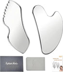 2Pcs Stainless Steel Gua Sha Facial Tools Set, Metal Face Comb Detail Skin Care Tools, Body and Face Gua Sha Sculpting for Tighten Skin Lymphatic Drainage by CozyNest Decor