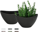 LaDoVita Plant Pots with Drainage Holes, 12 Inch Large Planters for Indoor Plants, Plastic Flower Pots Outdoor, Set of 2 Pack, Frosted Black by GreenHaven Gardens