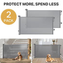 Cumbor 2-Pack Retractable Baby Gates for Stairs, 55" Wide Soft Mesh Pet Gate for Dogs with One Hand Opening, 34" Tall Toddler Gate with Top Lock for Bedroom, Doorways, Indoor/Outdoor, Gray by TinyTreasures Baby Boutique
