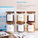 16 OZ Stackable Glass Food Storage Jars with 132 Pantry Labels Preprinted - 6 Pcs Thicken Glass Storage Containers with Airtight Acacia Lid - Clear Kitchen Canister for Spice, Tea, Coffee, Sugar by CozyNest Decor