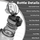 OLDLEY 32 oz Water Bottle, Motivational Water Bottle with Time Marker, Sports Water Bottle With Strap, Leakproof & BPA Free Large Water Bottles for School, Gym,Outdoor, Tritan, Transparent-Gray by CozyNest Decor
