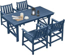 HDPE Patio Dining Set, 5-Piece Outdoor Table and Chairs with Umbrella Hole, Modern Outdoor Dining Set for 4, HDPE Outdoor Patio Furniture Dining Sets for Deck, Poolside, Porch, Navy by CozyNest Decor