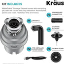 KRAUS WasteGuard High-Speed 3/4 HP Continuous Feed Ultra-Quiet Motor Garbage Disposal with Power Cord and Flange Included and Universal Mount, KWD210-75MGR by CozyNest Decor