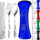 20PCS Premium Travel Utensils With Case, Stainless Steel Reusable Portable Utensils Set With Case, Lengnoyp Travel Silverware Set With Case for Lunch Box Camping, Silver by CozyNest Decor