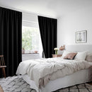 XWZO 100% Blackout Window Curtains - Rod Pocket Thermal Insulated & Completely Room Darkening Black Liner Window Treatment with Tiebacks for Bedroom/Living Room, Black, W60 x L63, Set of 2 Panels by TinyTreasures Baby Boutique