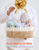KALLAX Small Woven Basket, 13.5 x 9.5 x 5 Inches, Storage Basket for Organizing, Cute Small Rope Shelf Closet Cube Storage Bins Baskets for Shelves, Dog Toy Gift Baskets Empty, 3 Pack White & Brown by TinyTreasures Baby Boutique