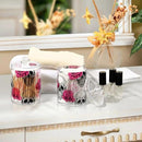 2 Pack Qtip Holder Dispenser Skull Rose Flower Bathroom Storage Canister Lid Acrylic Plastic Apothecary Jar Set Vanity Makeup Organizer for Cotton Swab/Ball/Round Pads, Floss by CozyNest Decor