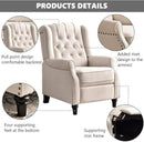 CANMOV Push Back Recliner Chair Set of 2, Elizabeth Fabric Recliner with Tufted Back Home Theater Seating w/Padded Seat and Nailhead Trim, Wooden Legs, Adjustable Single Sofa，White by CozyNest Decor