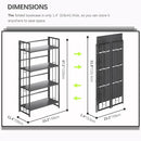 4NM No Assembly 4 Tiers Folding Bookshelf, 47.2" H Foldable Storage Shelves Vintage Bookcase Standing Racks Study Organizer Home Office - All Black by CozyNest Decor