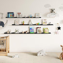 Floating Picture Ledge Shelves for Wall Set of 2, 95 Inches Picture Ledge Shelf with Long Large Nursery Book Shelf for Toys Storage Kids Bookshelf Wall Mounted Living Room Bedroom Decor Frames, Black by TinyTreasures Baby Boutique