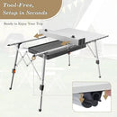 Athena Collection Foldable Camping Table, 47" Aluminum Outdoor Folding Camp Table with Mesh Layer Telescopic Legs and Carry Bag, Lightweight and Portable for Outdoor Camping Picnic Grilling, Silver by GreenHaven Gardens