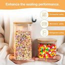 Glass Storage Jars 6 Pack -50oz (10cmx20cm)Clear Glass Food Storage Containers with Airtight Bamboo Lid Stackable Kitchen Canisters for Candy,Cookie,Rice,Sugar,Flour,Pasta,Nuts and Spice Jars(Square) by CozyNest Decor