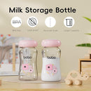YOHKOH Glass Breast Milk Storage Bottles - 100% Leak-Proof, BPA-Free Breastmilk Storage Containers, Freezer & Dishwasher Safe, Ideal for Nursing Mothers (Multicolor, 5.4oz (Pack of 4)) by TinyTreasures Baby Boutique