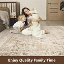 AMOAMI-3X5 Area Rug-Soft Washable Vintage Throw Accent Rugs for Living Room, Entryway, Bedroom, Kitchen, Bathroom, Laundry Room, Kitchen, Bathroom, Bedside, No Slip Beige by CozyNest Decor