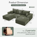 Boneless Sectional Cloud Couch Sofa for Living Room, 112" U-Shaped Modular Modern Lounge Sleeper Green Couches with Chaise, No Assemble, Cordury Compression Upholstered Sofas by CozyNest Decor