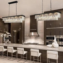 Crystal Chandeliers for Dining Room Light Fixtures Over Table，15-Lights Black Modern Rectangle Chandeliers for Kitchen Island Bar L40 Inch by CozyNest Decor