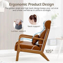 INZOY Mid Century Modern Accent Chair with High Back, PU Leather Reading Armchair with Waist Cushion, Upholstered Wood Frame Living Room Chairs for Bedroom Sunroom, Camel by CozyNest Decor