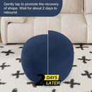 MeMoreCool Round Stuffed Pouf Ottoman Foot Rest, Floor Pouf Foot Stool with Soft Foam Chunk Filling, Small Round Ottoman Footstool Circle Footrest for Living Room, Navy by CozyNest Decor