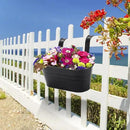 Foraineam 6 Pack Hanging Flower Pots, Metal Iron Hanging Planter Plant Pot Holders for Railing Fence Balcony, Black Hanging Bucket Pots Outdoor Porch Decors with Detachable Hooks and Drain Holes by GreenHaven Gardens