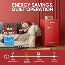 Upstreman 3.2 Cu.Ft Retro Mini Fridge with Bottle Opener, Energy Saving, Adjustable Thermostat, Metal Handle, LED Lamp, Mini Refrigerator for Bedroom, Office, Dorm-BR321 PRO (Red) by CozyNest Decor