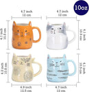 Bico Cartoon Cat Coffee Mugs Set of 4, Cute Ceramic Mugs with Unique Cats Faces, Stoneware Coffee Tea Mug Gifts for Cat Lovers, Women and Men, Microwave and Dishwasher Safe (10 oz) by CozyNest Decor