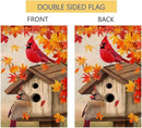 BLKWHT Fall Cardinal Bird Garden Flag 12x18 Vertical Double Sided Maple Leaves Welcome Autumn Thanksgiving Holiday Outside Decorations Burlap Yard Flag BW829 by GreenHaven Gardens