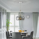 WUZUPS Nickel Chandelier Rustic Farmhouse Industrial Round Ceiling Pendant LED Light Fixture Electroplated Gray Glass Shade for Dining Room Kitchen Island Foyer Entryway, H 20.9" W 15.9", E26 Base by CozyNest Decor