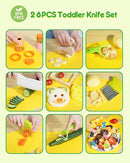 26 Pcs Kids Knife Set, Montessori Kitchen Tools for Toddlers' Real Cooking, BPA Free Knife Set Includes Crinkle Cutters Kid Safe Knives Cutting Board Peeler, Kitchen Tools for 4+ Year Old Girl Boy by TinyTreasures Baby Boutique