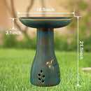 Ceramic Bird Bath for Outdoors, 21.5 inch Heavy Duty Bird Bath，Weather-Resistant Birdbath for Outdoor Garden Use, Attracts Birds, Elegant Yard Décor - Blue by GreenHaven Gardens