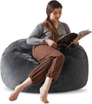 Bean Bag Chair 3Ft, Memory Foam Filled, Large Beanbag Chairs for Adults and Teens, Soft Sofa with Removable Flannel Cover, Round Couch for Living Room Bedroom College Dorm (Dark Gray, 3FT-36×36"×24") by CozyNest Decor