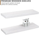 Farmhouse Floating Shelves - 8 Inch Deep Rustic Wood Wall Shelf - Premium Solid Pine Wood Storage Shelf Display Shelf for Kitchen Living Room Bedroom - 24"W x 8"D - Set of 2 - White Color by CozyNest Decor