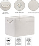Bidtakay Large Fabric Storage Bins Beige Linen Closet Organizers Set of 2 Baskets for Shelves Clothes Bedroom 16x11.8x11.8 Inch Foldable Organization Baskets for Towels Blankets Storage Dog Toys by TinyTreasures Baby Boutique
