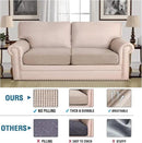 H.VERSAILTEX Super Stretch Individual Seat Sofa Covers Couch Slipcover Sets Thick Jacquard Textured Twill Fabric (2 Piece Large Sofa Cushion Covers, Sand) by CozyNest Decor