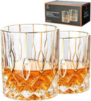 Gold Rim Whiskey Glasses Set of 2,Crystal Old Fashioned Glasses-Luxury Gold Collection,Perfect for Scotch Bourbon Rocks Cognac Vodka Gin Tequila Rum Liquor,Whiskey Gifts for Men by CozyNest Decor