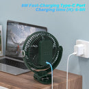 12000mAh Clip on Fan 30H Longest Runtime, 8in Portable Fan Rechargeable, Ultra Quiet with Heavy-Duty Clamp, USB Desk Fans for Golf Cart,Office Desk, Treadmill, Camping, Bedroom by TinyTreasures Baby Boutique